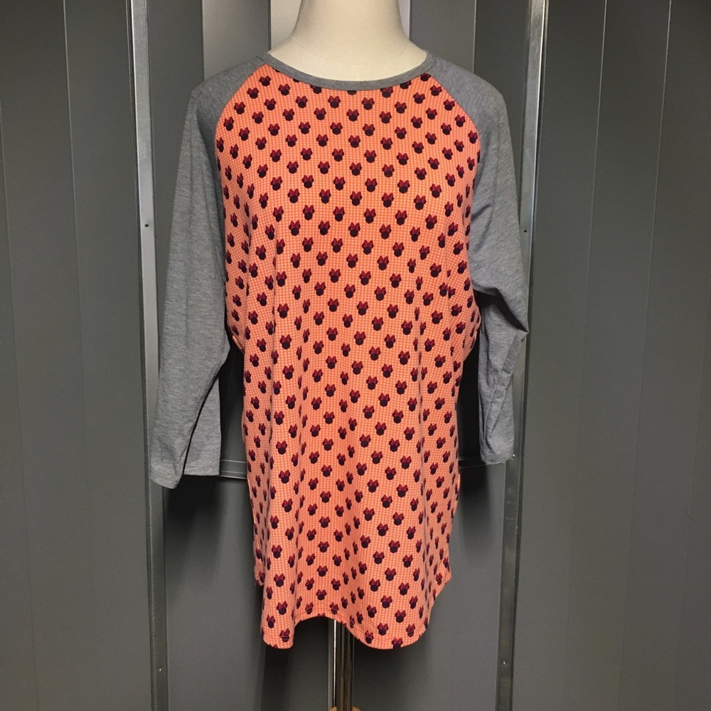 LULAROE Randy Raglan Minnie Mouse Shirt, Large